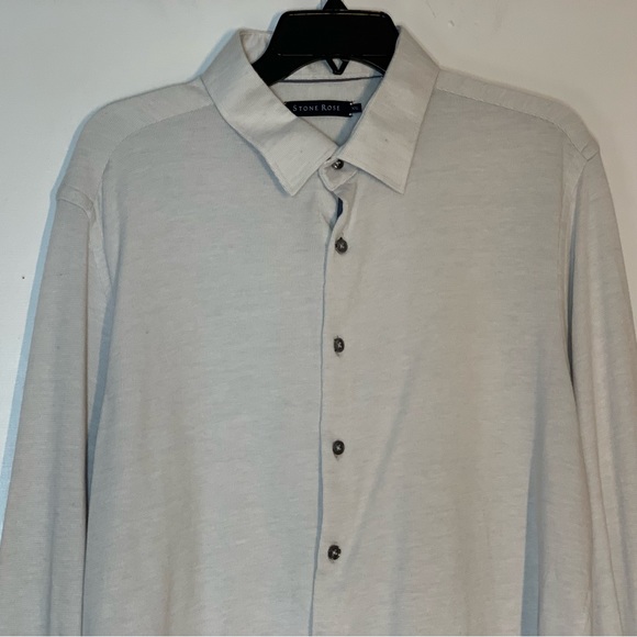 STONE ROSE Button-Up Performance Knit Shirt in Light Grey - Picture 3 of 12